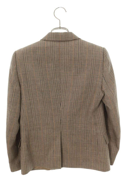 Celine Glen Check 2-Button Wool Linen Blazer Beige Size 34