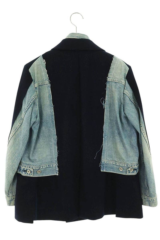 Sacai Denim Mix Tailored Blazer Blue Navy Size 2