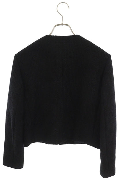 CELINE Collarless Tweed Jacket Black Size 36