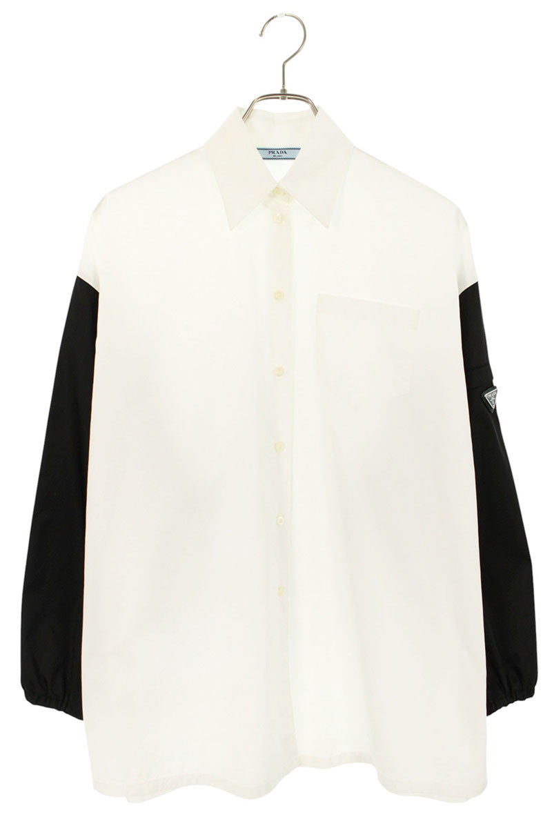 Prada White & Black Cotton Long Sleeve Shirt Size 36