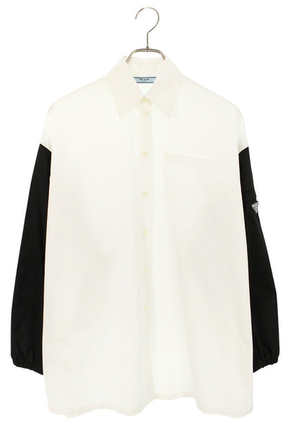 Prada White & Black Cotton Long Sleeve Shirt Size 36