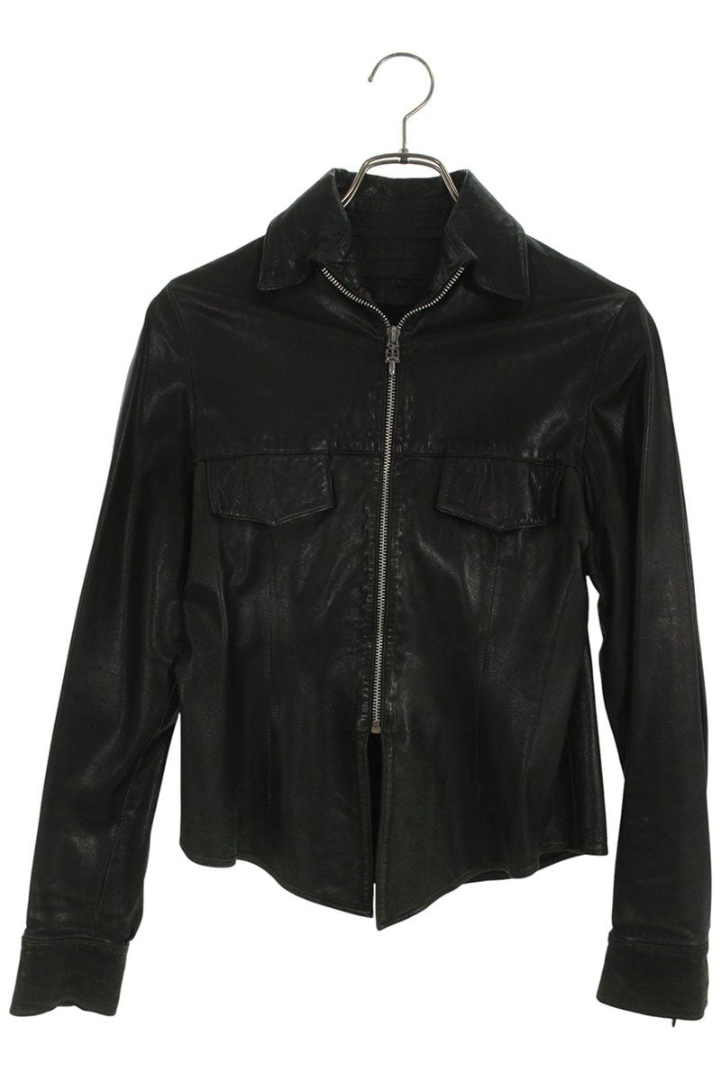 Chrome Hearts Dagger Zip Leather Long Shirt Black Size M