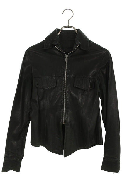 Chrome Hearts Dagger Zip Leather Long Shirt Black Size M