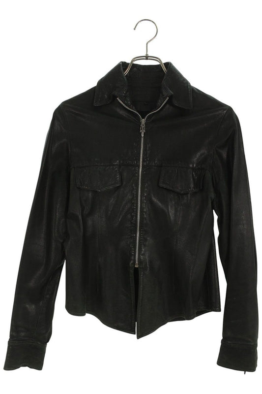 Chrome Hearts Dagger Zip Leather Long Shirt Black Size M