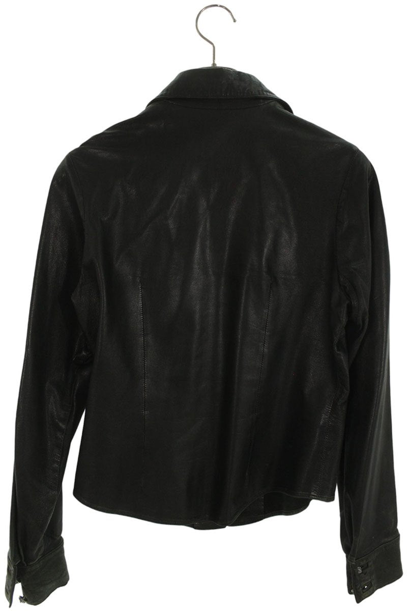 Chrome Hearts Dagger Zip Leather Long Shirt Black Size M