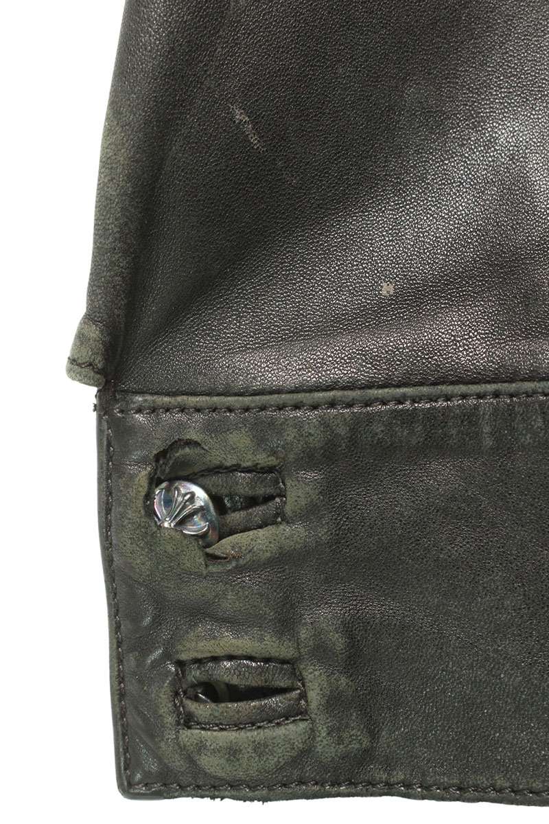Chrome Hearts Dagger Zip Leather Long Shirt Black Size M