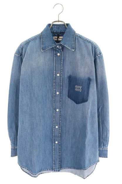 Miu Miu Logo Patch Denim Shirt 25AW Size 44