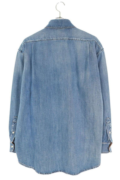 Miu Miu 25AW Indigo Logo Patch Denim Sleeve Shirt Size 42