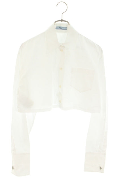 Prada Stone Cuff Cropped Poplin Blouse Size 40