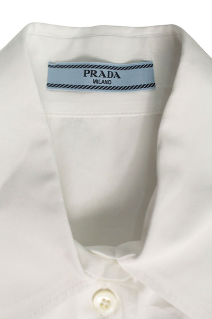 Prada Stone Cuff Cropped Poplin Blouse Size 40
