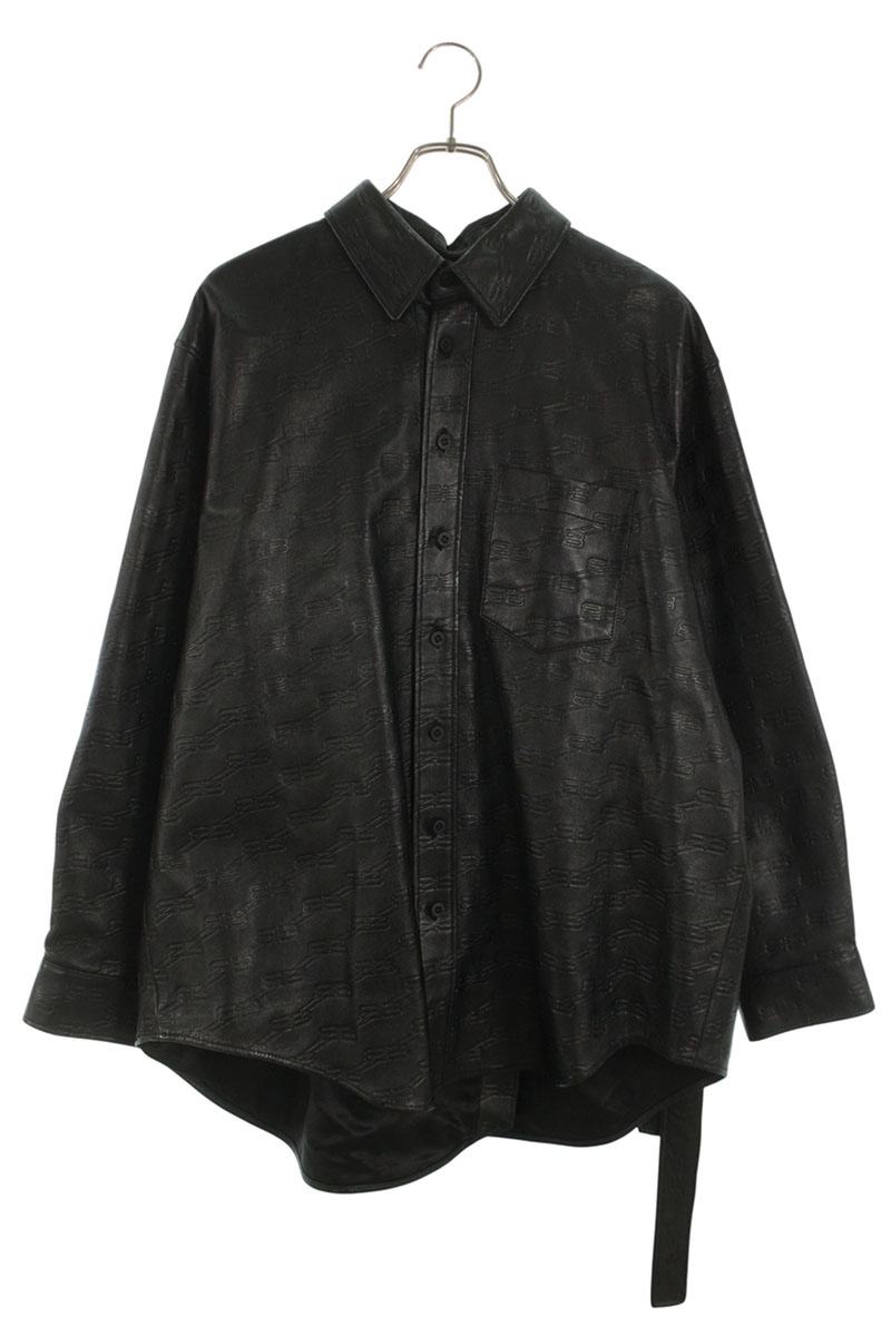 Balenciaga BB Monogram Lamb Leather Sleeve Shirt Size 34