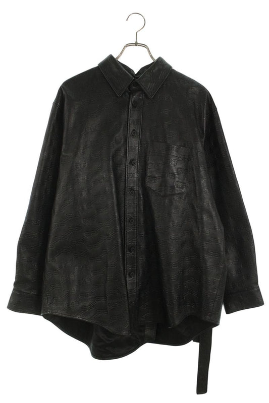 Balenciaga BB Monogram Lamb Leather Sleeve Shirt Size 34