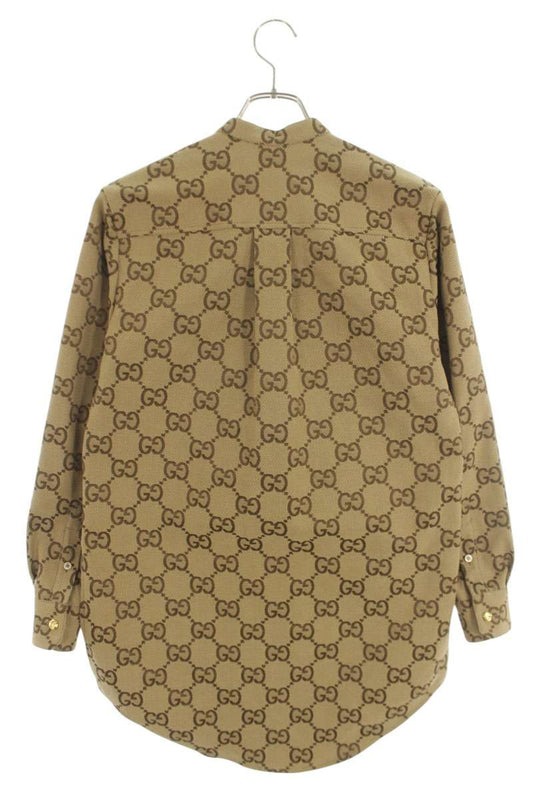Gucci Brown Maxi GG Canvas Long Sleeve Shirt Size 36