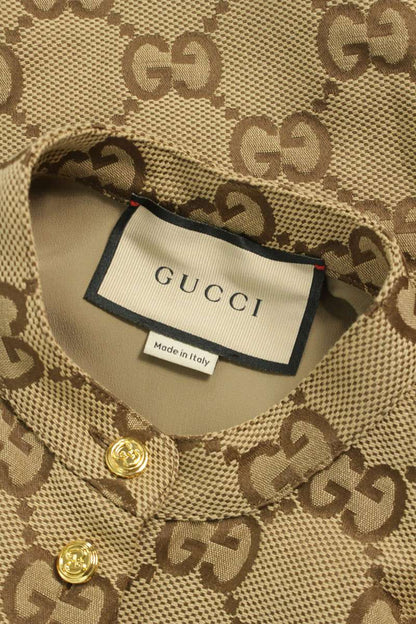 Gucci Brown Maxi GG Canvas Long Sleeve Shirt Size 36