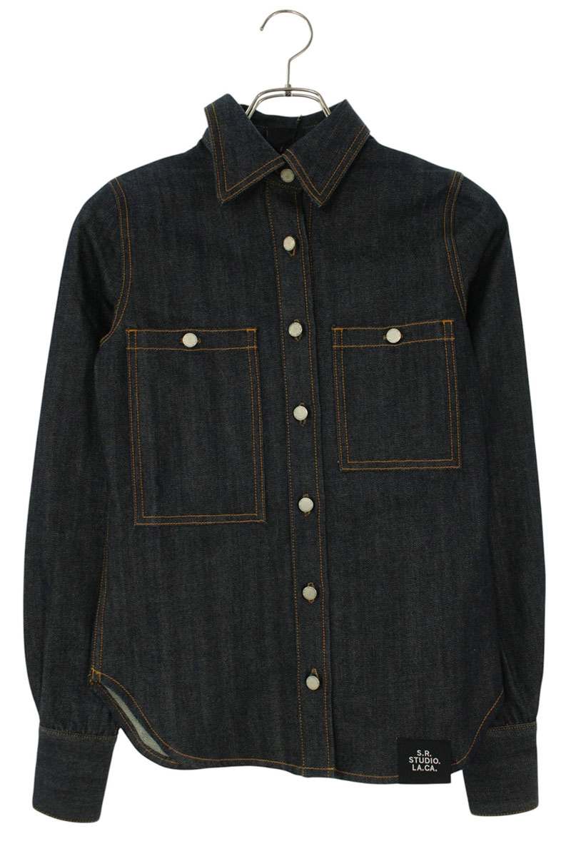 Vintage Indigo Non-Wash Denim Long Sleeve Shirt Size XS
