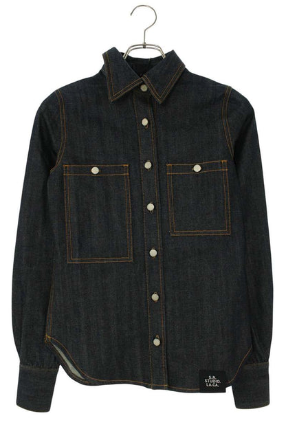 Vintage Indigo Non-Wash Denim Long Sleeve Shirt Size XS