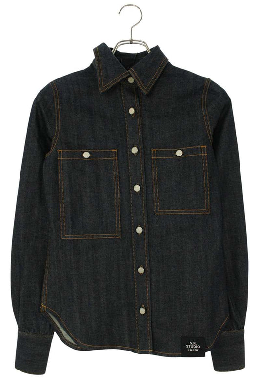 Vintage Indigo Non-Wash Denim Long Sleeve Shirt Size XS