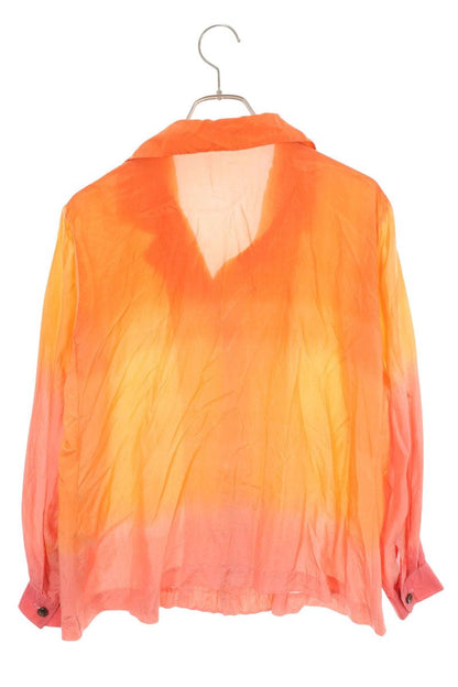 Issey Miyake Orange Silk Long Sleeve Shirt Size L