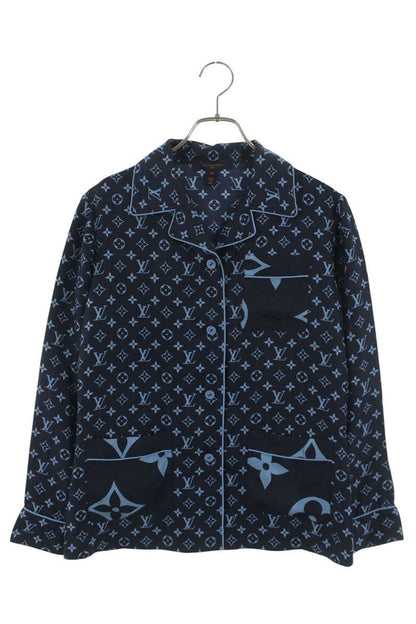 Louis Vuitton 22AW Monogram Pajama Silk Shirt Blue Size 34
