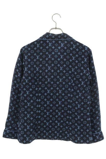Louis Vuitton 22AW Monogram Pajama Silk Shirt Blue Size 34