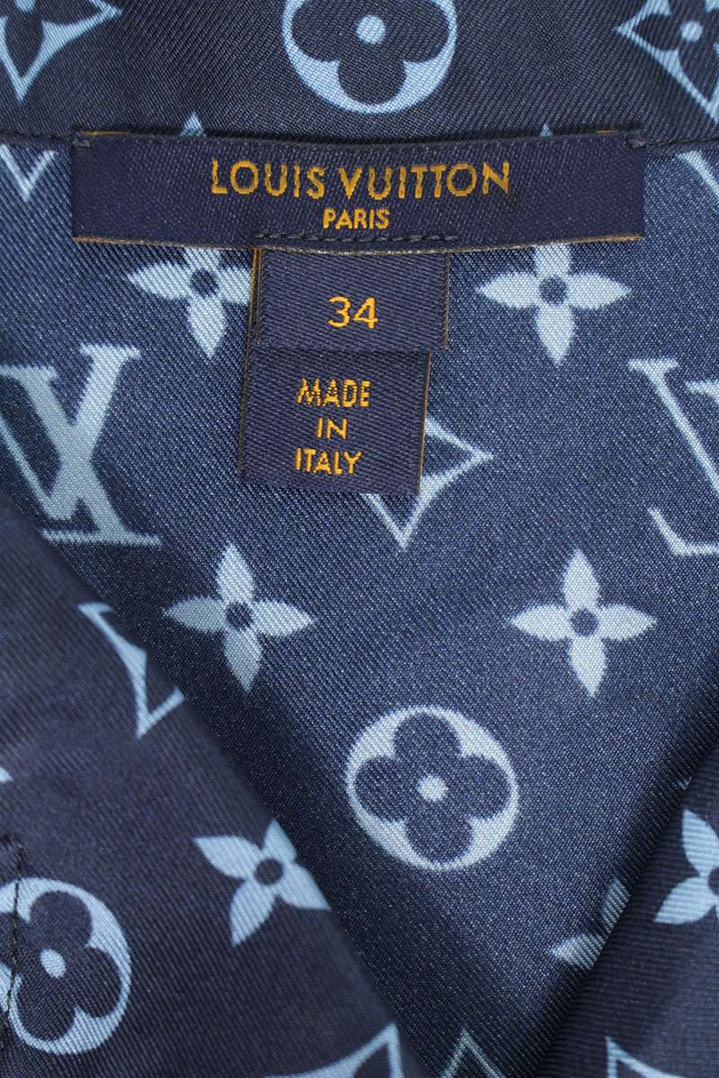 Louis Vuitton 22AW Monogram Pajama Silk Shirt Blue Size 34