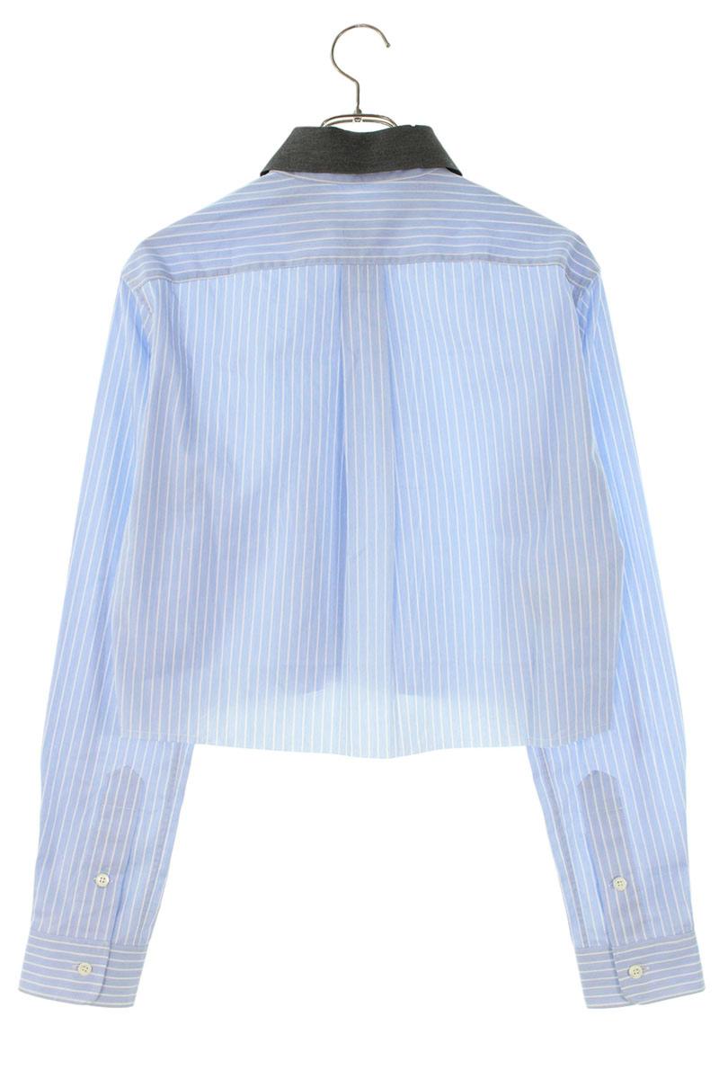 Miu Miu Light Blue Gray Colorblock Poplin Shirt Size 36