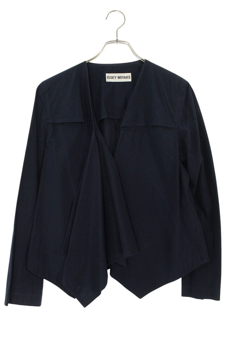 Issey Miyake Asymmetric Navy Cotton Silk Shirt Size 3