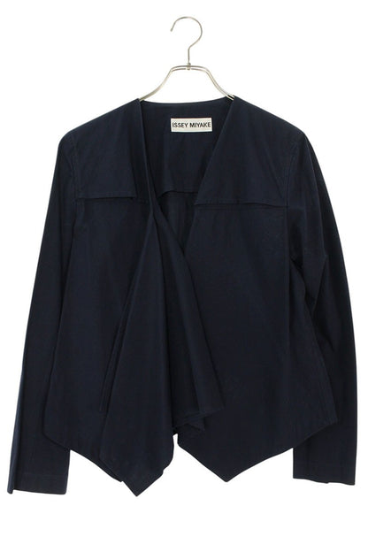 Issey Miyake Asymmetric Navy Cotton Silk Shirt Size 3