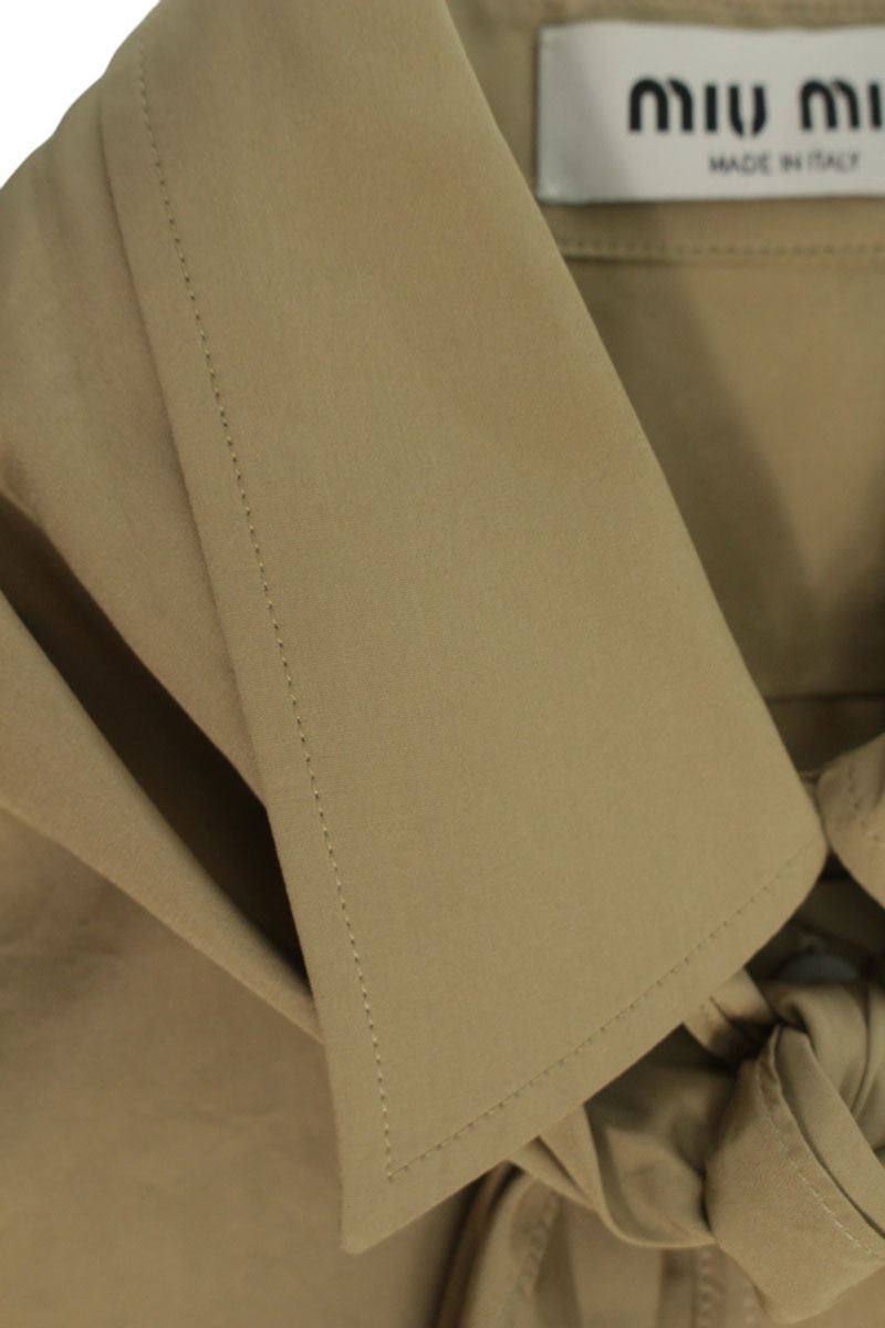 Miu Miu Beige Scarf Embroidered Logo Sleeve Shirt Size 38