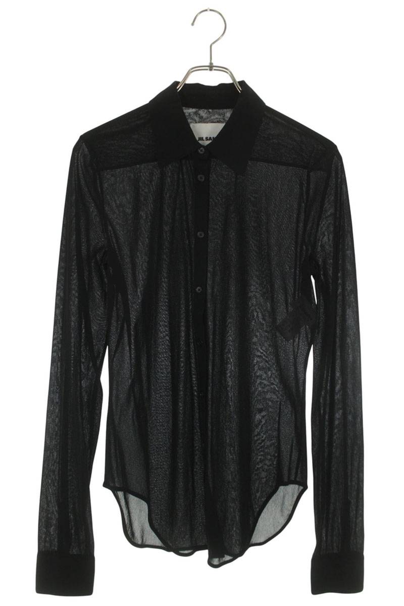 Jil Sander Black Sheer Nylon Long Sleeve Shirt Size 38