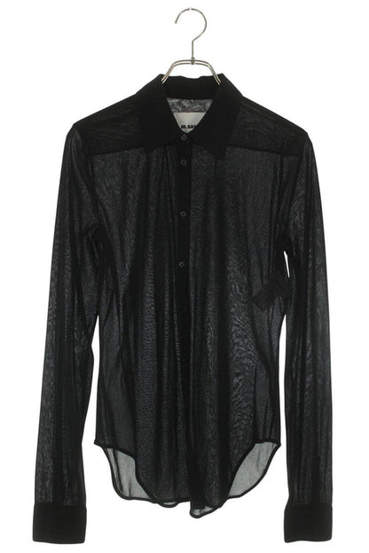 Jil Sander Black Sheer Nylon Long Sleeve Shirt Size 38