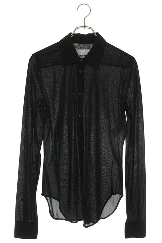 Jil Sander Black Sheer Nylon Long Sleeve Shirt Size 38