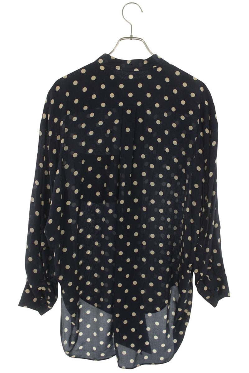 Balenciaga Silk Dot Bow Collar Blouse Navy Size 34