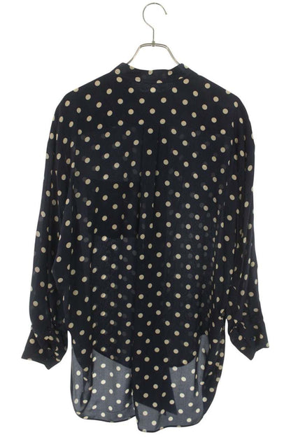 Balenciaga Silk Dot Bow Collar Blouse Navy Size 34