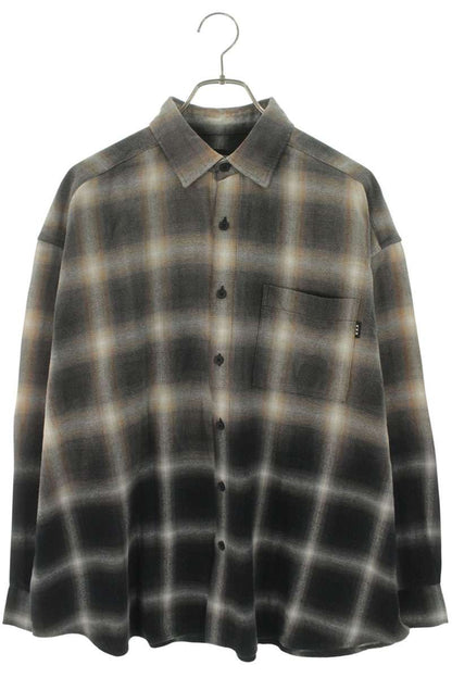 Japanese Brand Gradation Check Long Shirt Black Size FREE