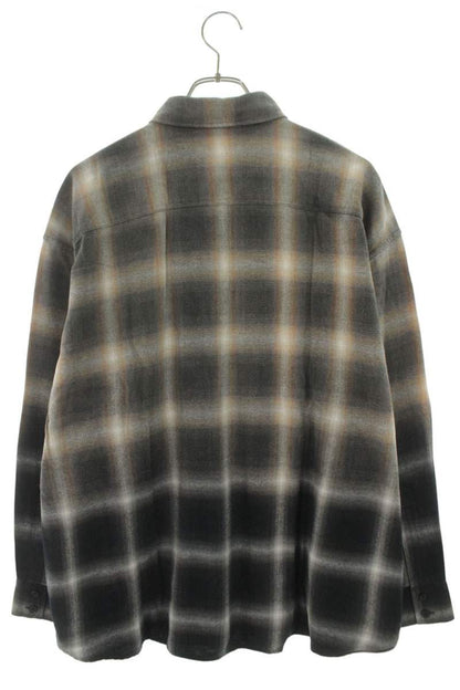 Japanese Brand Gradation Check Long Shirt Black Size FREE