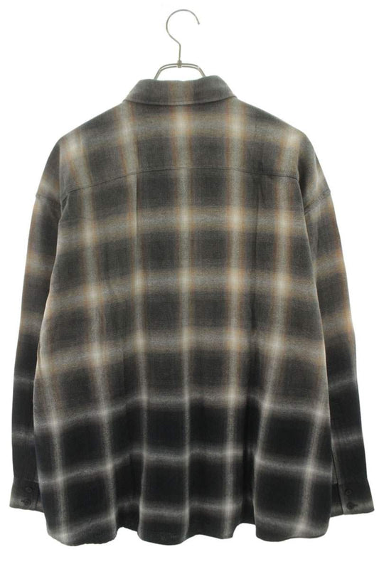 Japanese Brand Gradation Check Long Shirt Black Size FREE