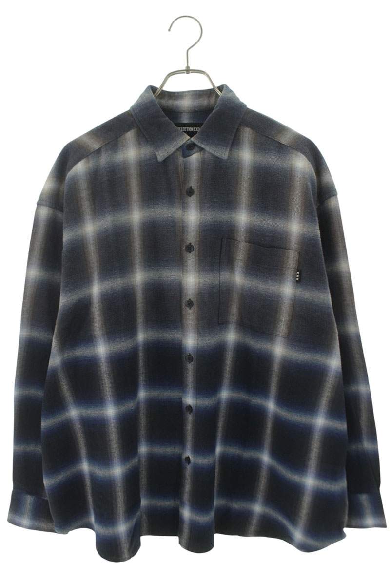 Japanese Brand Gradation Check Blue Cotton Shirt Size FREE
