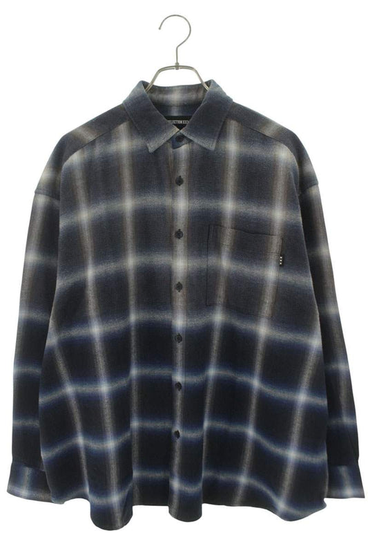 Japanese Brand Gradation Check Blue Cotton Shirt Size FREE
