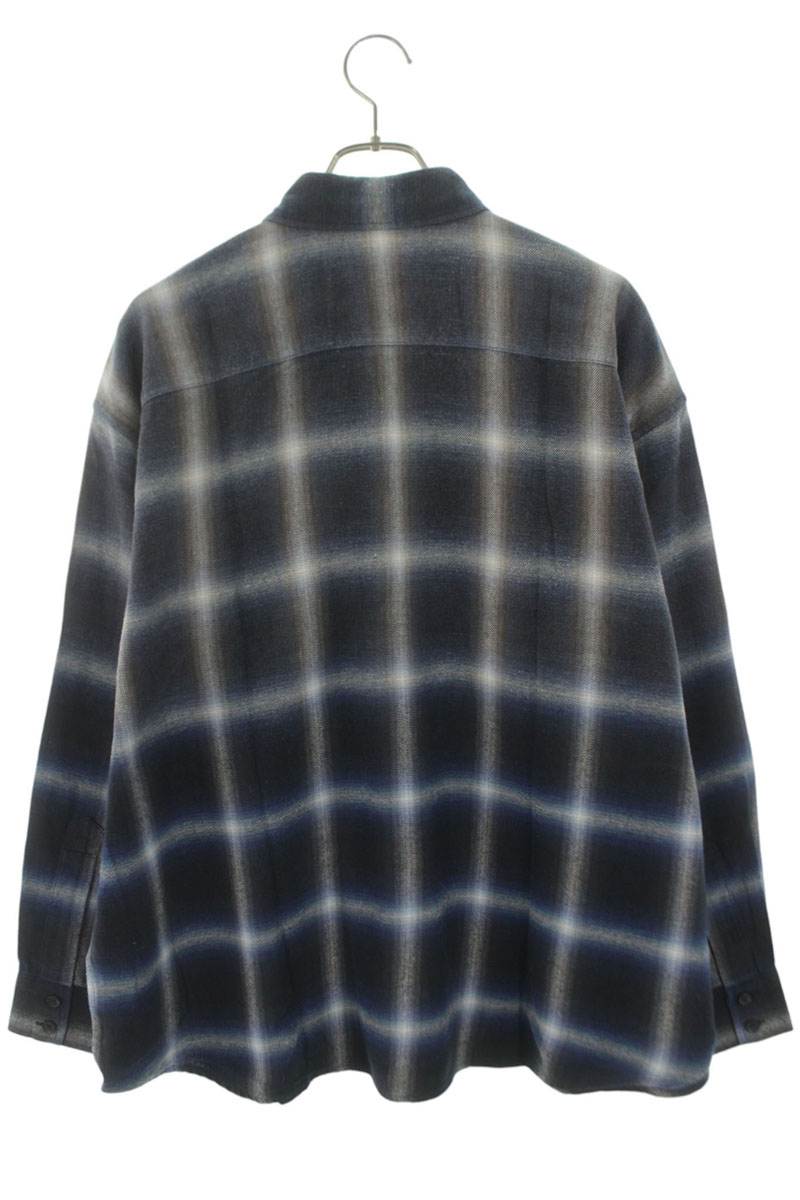 Japanese Brand Gradation Check Blue Cotton Shirt Size FREE