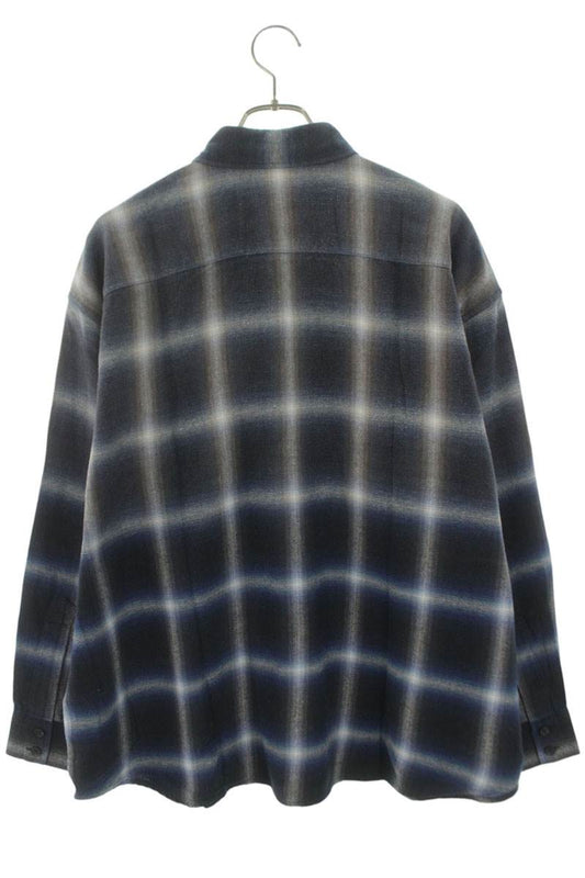Japanese Brand Gradation Check Blue Cotton Shirt Size FREE