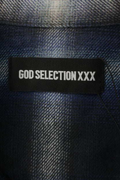 Japanese Brand Gradation Check Blue Cotton Shirt Size FREE