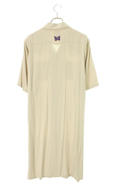 Needles 22SS Beige Open Collar Rayon Logo Long Shirt Size 2