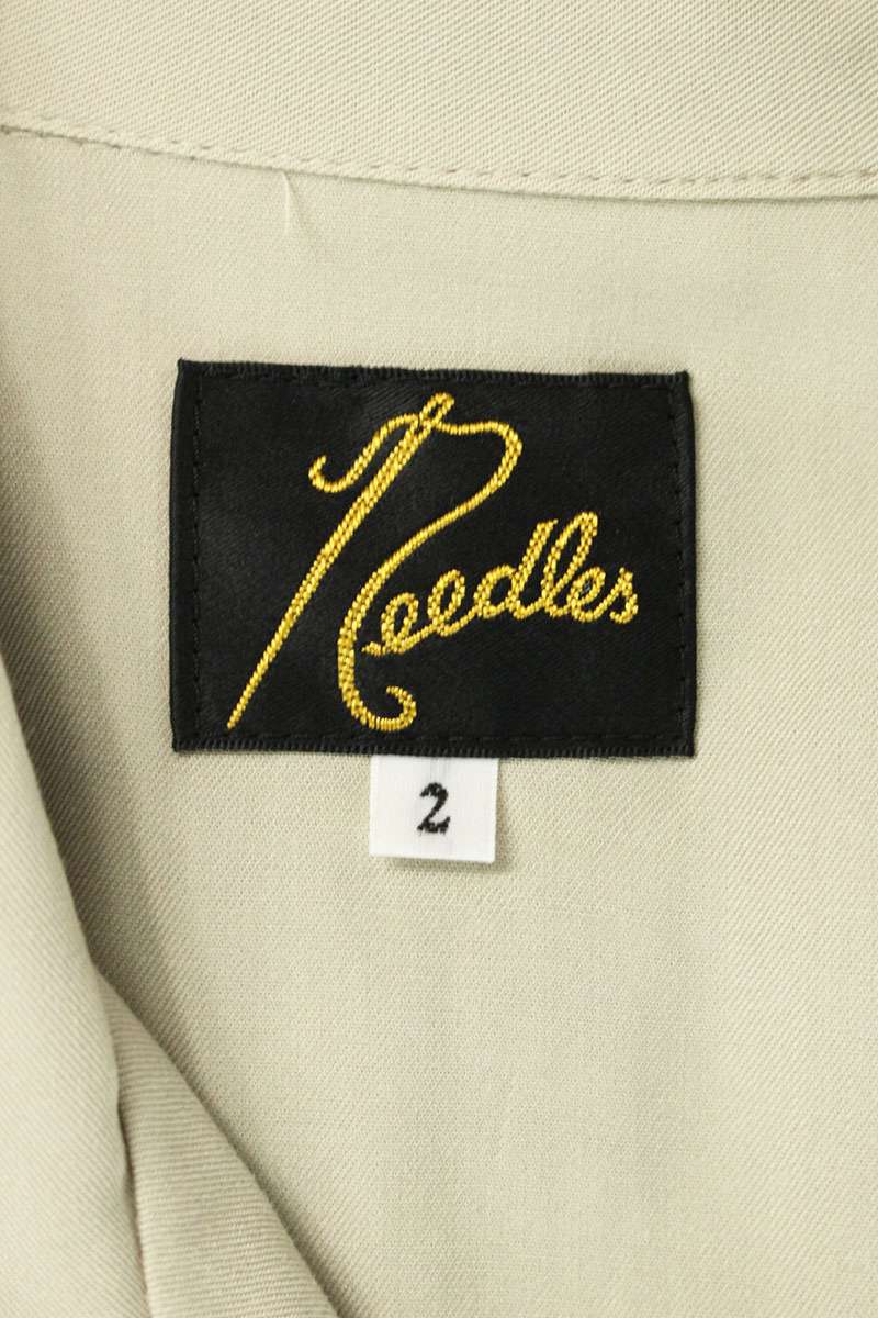Needles 22SS Beige Open Collar Rayon Logo Long Shirt Size 2