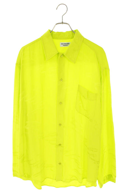 Balenciaga All-Over Logo Rayon Pajama Sleeve Shirt Size 34