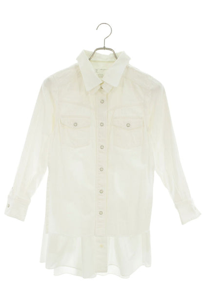 Sacai White Docking Denim Switching Long Sleeve Shirt Size 1