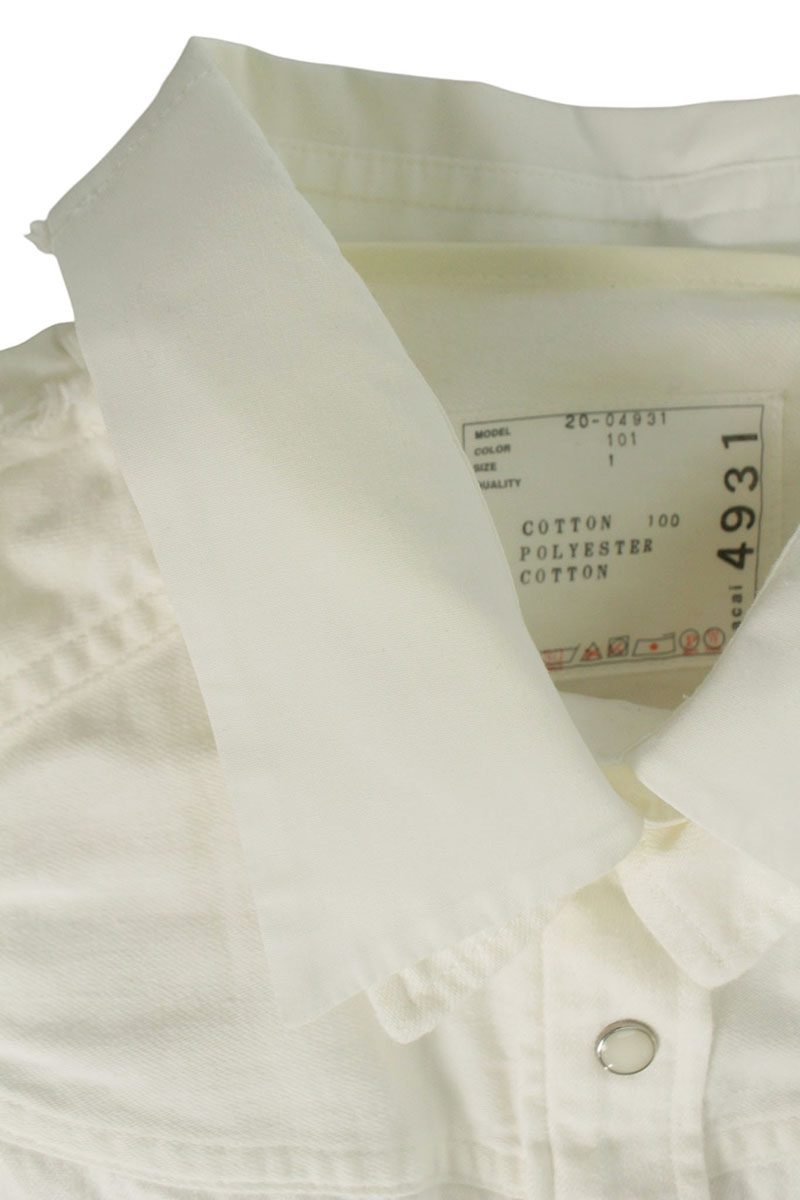 Sacai White Docking Denim Switching Long Sleeve Shirt Size 1