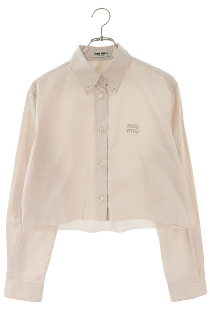 Miu Miu Cropped Logo Embroidered Long Light Pink Size 38