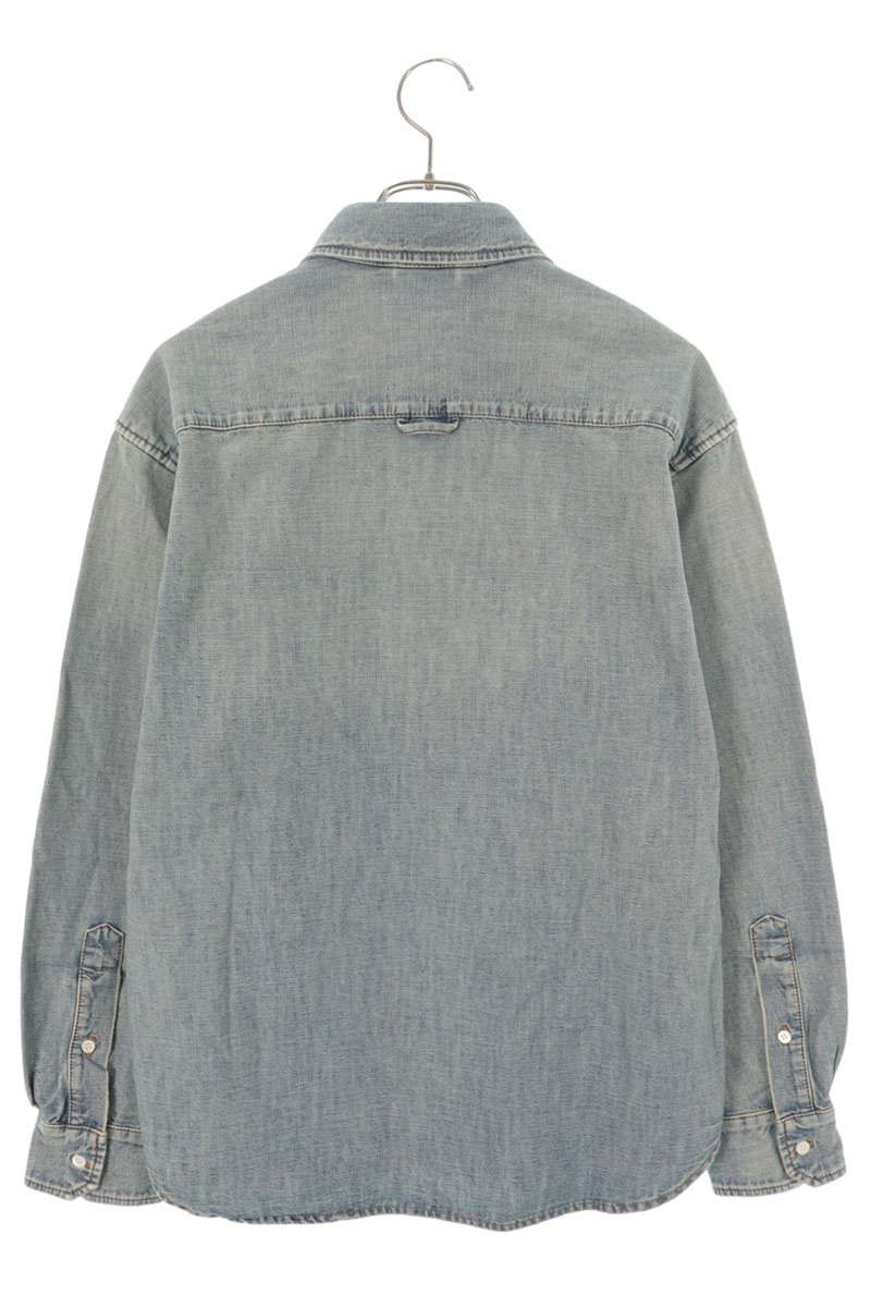 Miu Miu Indigo Washed Denim Logo Sleeve Shirt Size 40