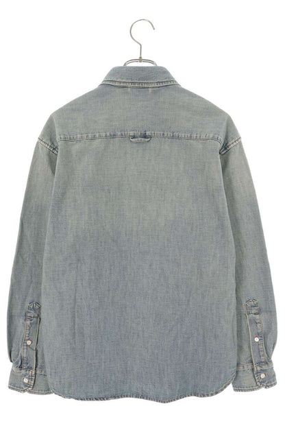 Miu Miu Indigo Washed Denim Logo Sleeve Shirt Size 40